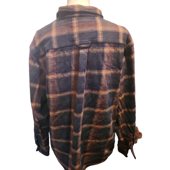 Orvis Mens Big Bear Heavy Flannel Shirt Jacket Blue Plaid XXL Shacket - Picture 4 of 12